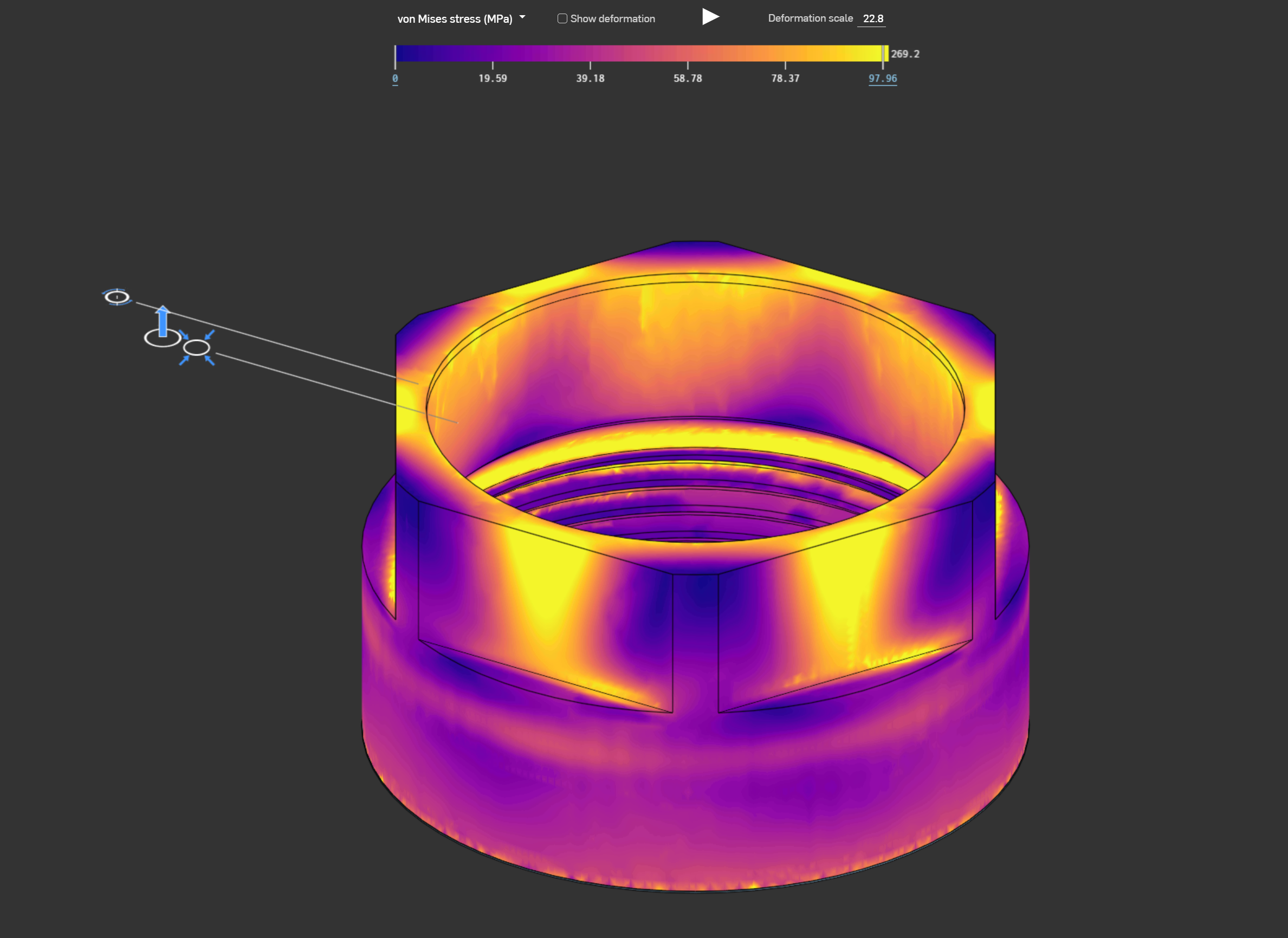 von Mises stress in the Onshape simulation
