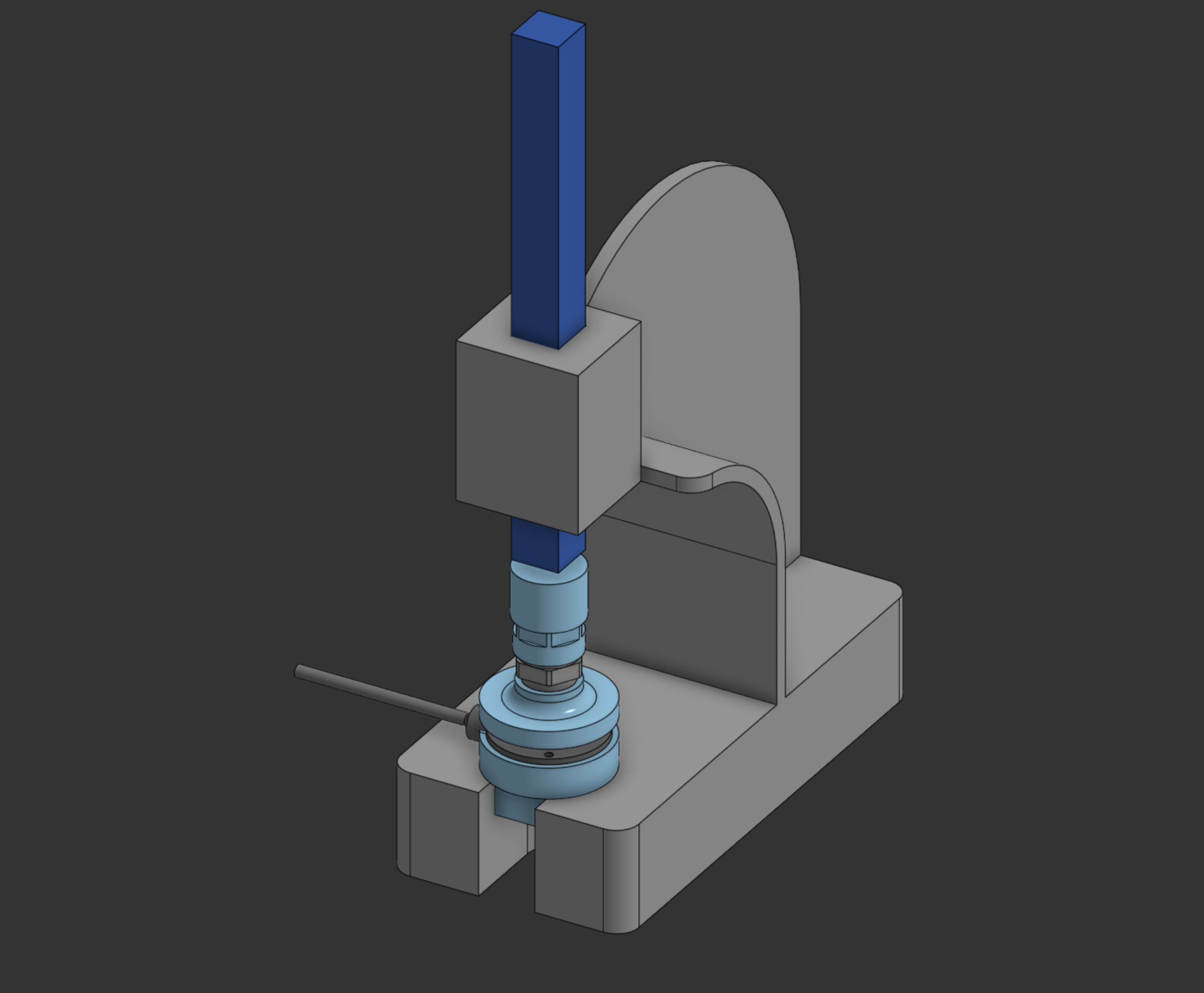 Test fixture CAD in the arbor press