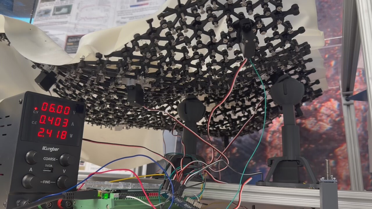 Six-servo actuation on the large lattice, seen from below