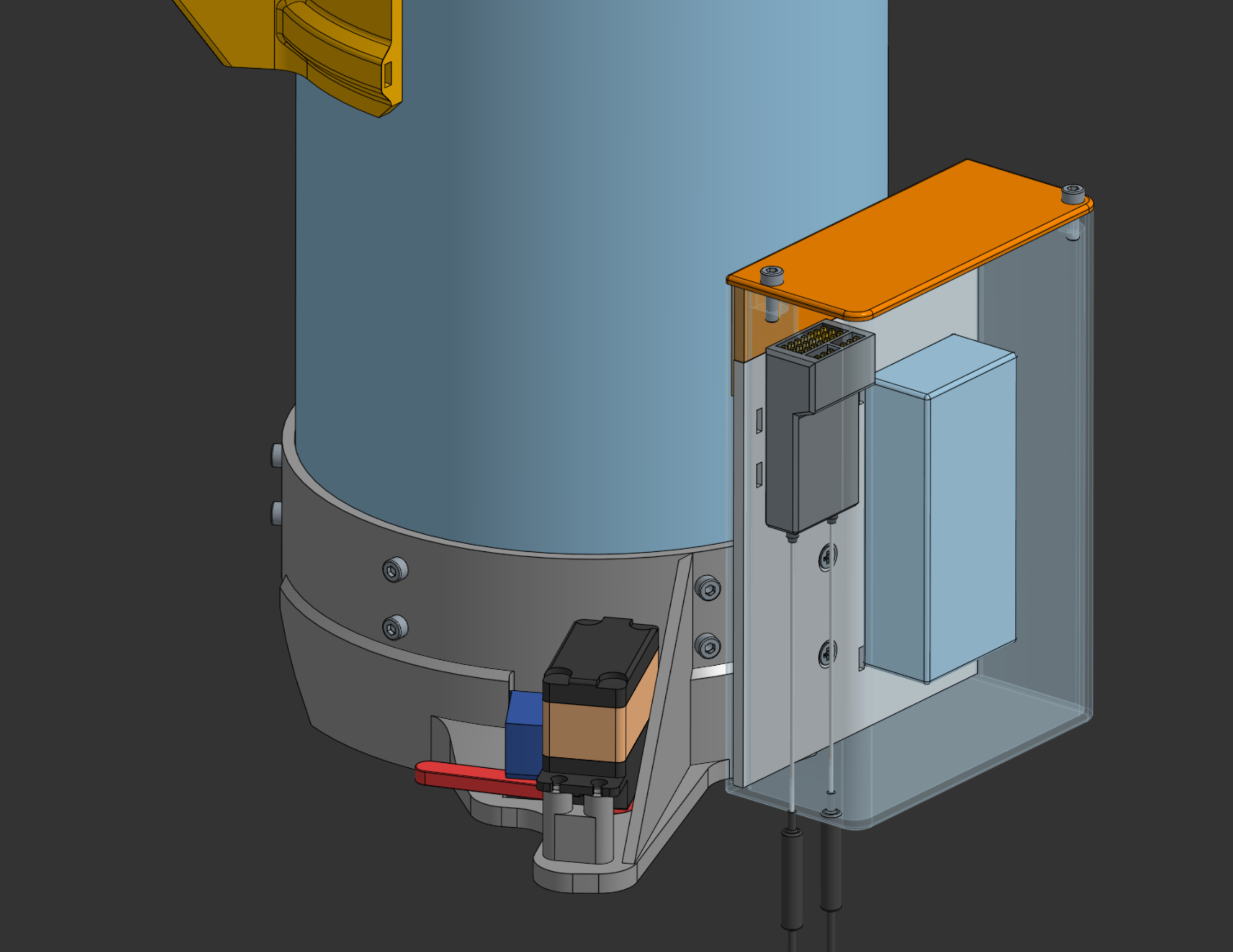 Electronics enclosure with receiver and battery